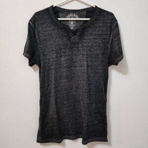 Mens Relaxed Fit Distressed‎ Black Short Sleeve Shirt Medium